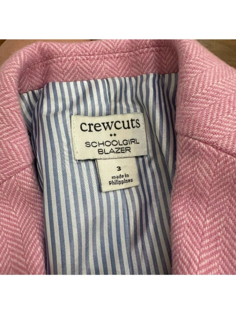 J.Crew Crewcuts Girls' schoolgirl blazer in pink ivory